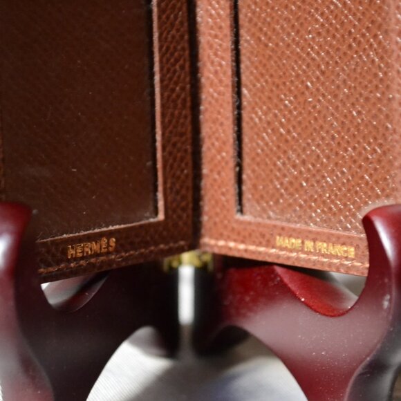 Hermes Bifold Mini Photo Holder Photo Case - Brown Leather - Picture 4 of 5